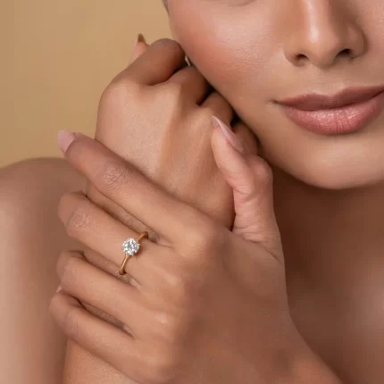Solara Round Solitaire Gold Ring